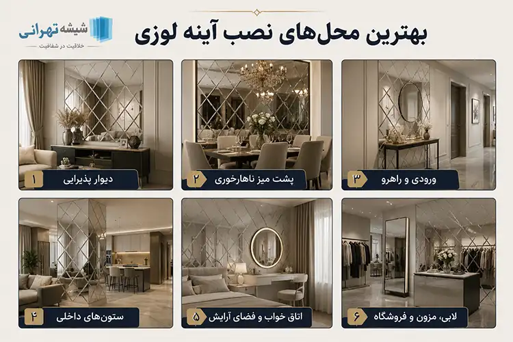 بهترین محل‌های نصب آینه لوزی